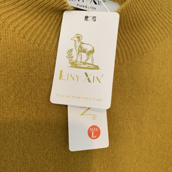 Liny Xin Womens Large Superfine Merino Wool 3/4 Sleeve Sweater Ivory Gold Lot 2 - Picture 7 of 14